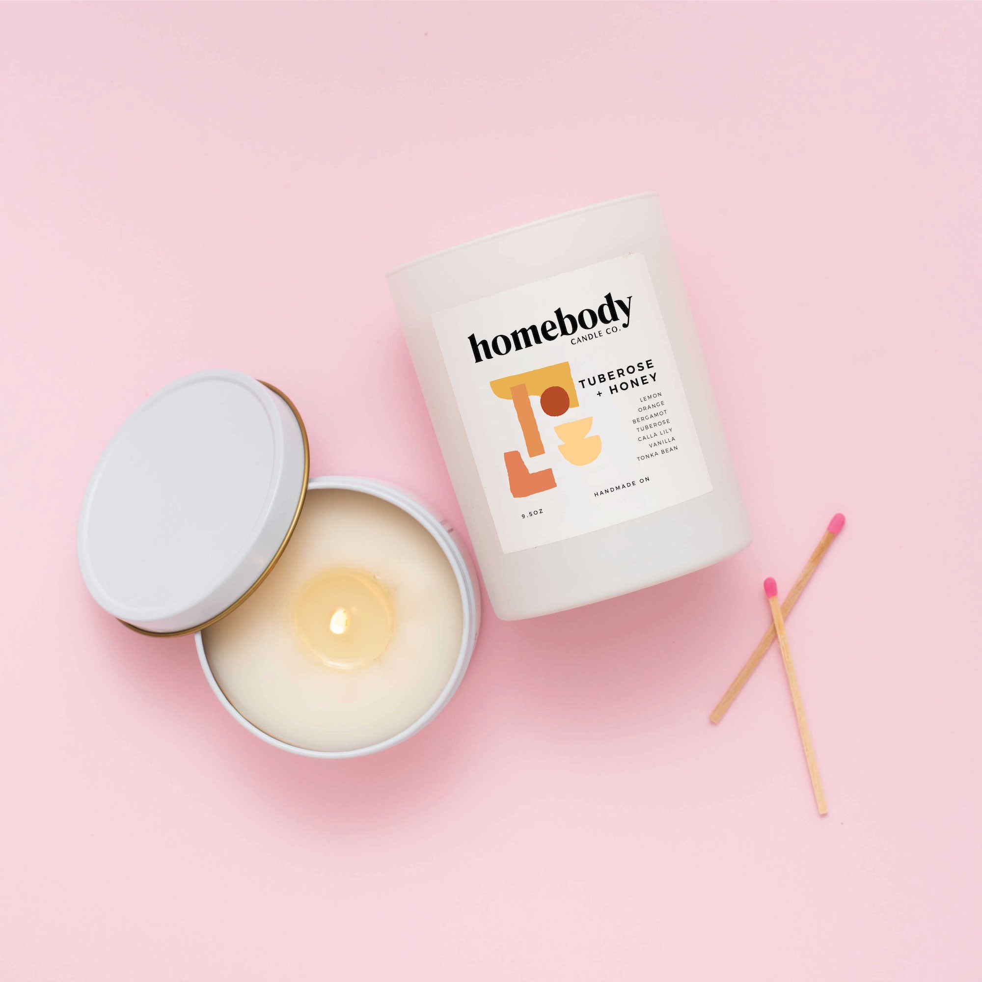 Tuberose + Honey-Burn + Bloom-burn + bloom candle-Homebody Candle Co.